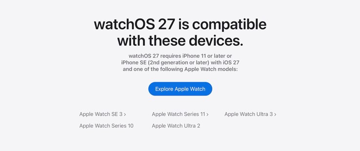 watchOS 27 is slechts compatibel met een paar smartwatches.