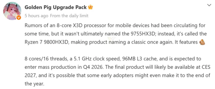 Specificaties van de AMD Ryzen 7 9800HX3D