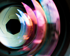 Een gestileerde close-up van de sluiter van een cameralens