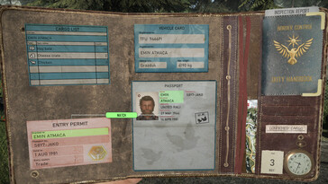 Een afbeelding van een paspoort in Contraband Police.