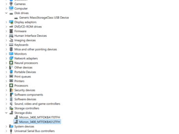 Na de hack worden de SSD's weergegeven onder 