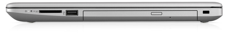 Rechterzijde: Geheugenkaartlezer (SD), USB 2.0 (Type-A), optische drive, slot voor kabelslot