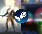 Het Steam-logo over twee vage screenshots van zowel Beat Survival als Celestial Bond.