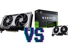 MSI GeForce RTX 5060 Ti Ventus 2x OC Plus 16 GB (links) en 8 GB (rechts) varianten. (Afbeeldingsbron: Mindfactory, bewerkt)