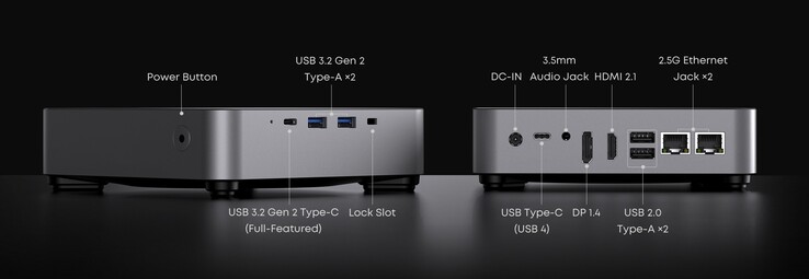 De externe interfaces van de Chuwi Aubox (Afbeelding bron: Chuwi)