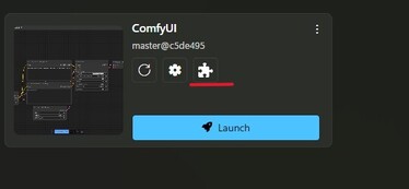 Een schermafbeelding van het puzzelpictogram in de ComfyUI-tegel op Stability Matrix. (Afbeelding Bron: Windows Screen Capture)