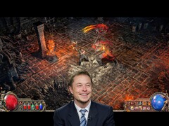 Elon Musk faalt in de tutorial baas in Path of Exile 2 - live op stream. (Beeldbron: Pixabay, Tumisu / YouTube, WoldGamerSK)