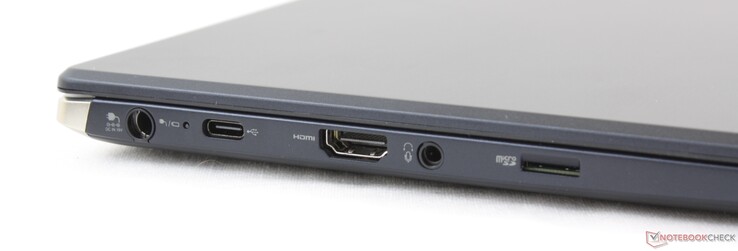 Links: AC-voeding, USB Type-C 3.2 Gen. 2, HDMI, 3.5-mm-combo, MicroSD-lezer