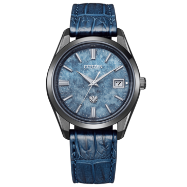 Het Citizen 30th Anniversary Eco-Drive horloge met blauwe washi papieren wijzerplaat. (Afbeelding bron: Citizen)
