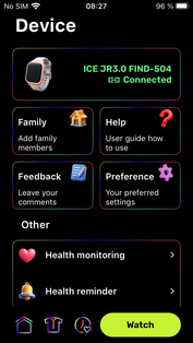 Het laatste tabblad bevat de instellingen voor het horloge