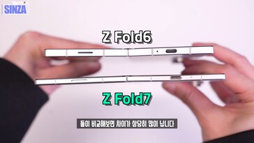 Samsung Galaxy Z Fold 7 vs. Galaxy Z Fold 6. (afbeeldingsbron: TheSinza, Youtube)