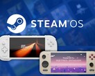 De Konkr Pocket Fit G3 en Ayaneo Pocket S2 Pro afgebeeld met het Steam OS-logo op de achtergrond