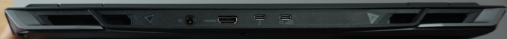 Poorten achteraan: Voeding, HDMI, Thunderbolt 4, USB-C (10 Gbit/s, PD, DP)