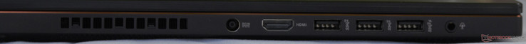 Links: voeding, HDMI, 3x USB 3.1 Gen 2, combo audio-klink
