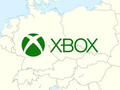 Midden-Europese kaart met Xbox-logo (Afbeeldingsbron: Microsoft Gaming, Wikimedia Commons: World Data Base II-gegevens met bewerkingen)