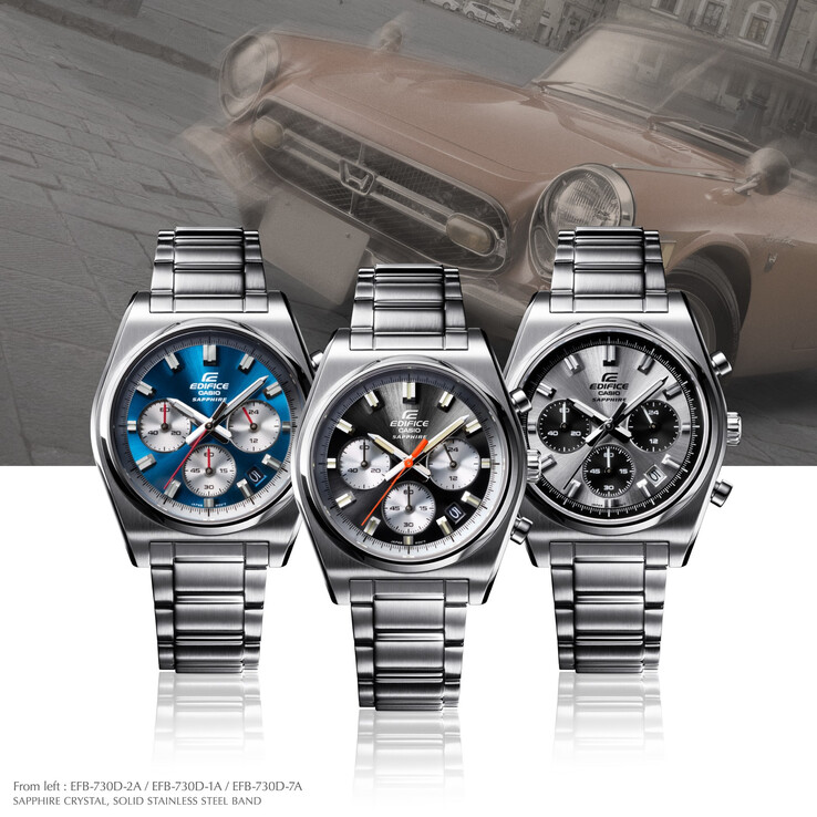Van links naar rechts: Casio Edifice EFB-730D-2AV, EFB-730D-1AV, EFB-730D-7AV. (Afbeeldingsbron: Casio)