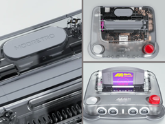 ModRetro's M64 doorschijnende FPGA retro console afgebeeld