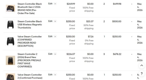 Steam Controller prijzen op eBay worden getoond