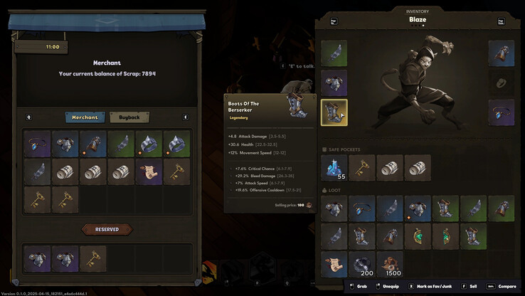 Het inventarisscherm in Raiders of Blackveil belooft een aanzienlijke buit en aanpassingsmechanismen. (Afbeeldingsbron: Steam)