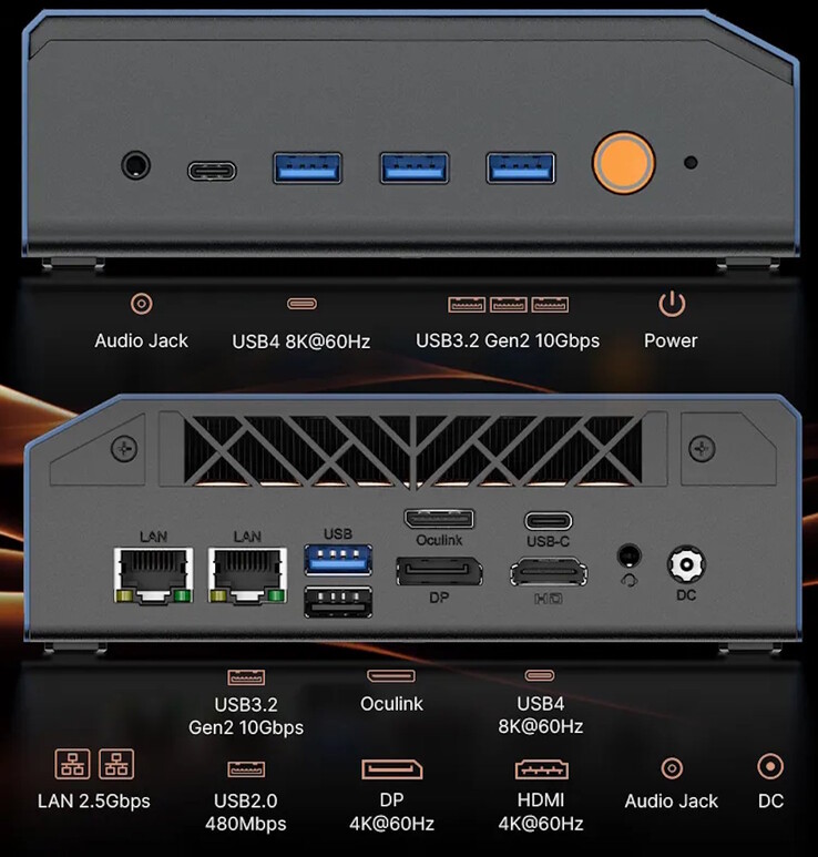 Bosgame VTA-439 mini PC-poorten.