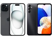 De Samsung Galaxy A14 was de populairste Android smartphone in 2023. (Afbeelding: Apple / Samsung)