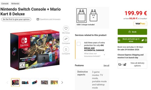 Afbeelding van de Nintendo Switch Mario Kart 8 Deluxe-bundel bij Fnac