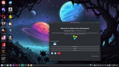 Arch-gebaseerd Xray_OS Linux bureaublad met Tolitica assistent (Afbeeldingsbron: Xray_OS op SourceForge)