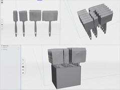 3D-modellen van de schuimrubberen borstels van verschillende afmetingen met een organisator ontworpen in Shapr3D