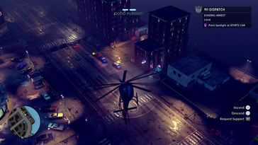 Helikopterachtervolgingsgameplay voegt verticaliteit en urgentie toe aan nachtelijke patrouilles (Afbeelding bron: Fallen Tree Games)