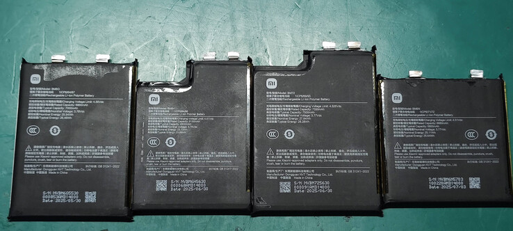 Vermoedelijke batterijen van de Xiaomi 17, 17 Pro, 17 Pro Max en 17 Ultra (Afbeeldingsbron: Panda Is Erg Kaal op Weibo)