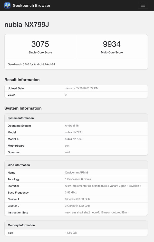 (Afbeeldingsbron: Geekbench)
