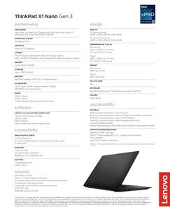 Lenovo ThinkPad X1 Nano G3 specificaties