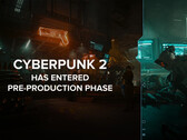 Cyberpunk 2 zal gebaseerd zijn op Unreal Engine 5, in plaats van CDPR's eigen REDengine. Afgebeeld - Artwork met daarop de tekst "Cyberpunk 2 is pre-productiefase ingegaan" (bron: @CDPROJEKTRED_IR op X/Twitter)