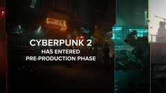 Cyberpunk 2 zal gebaseerd zijn op Unreal Engine 5, in plaats van CDPR&#039;s eigen REDengine. Afgebeeld - Artwork met daarop de tekst &quot;Cyberpunk 2 is pre-productiefase ingegaan&quot; (bron: @CDPROJEKTRED_IR op X/Twitter)