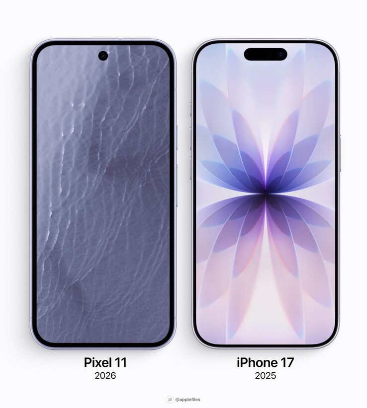 De schermranden van de Google Pixel 11 versus de Apple iPhone 17.