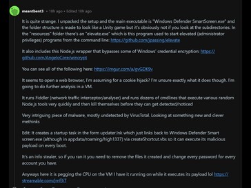 Geïnfecteerde Steam-demo Reddit onderzoek (Afbeelding bron: screenshot, PC Gaming subreddit)