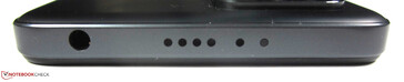 Aan de bovenkant: IR blaster, microfoon, 3,5-mm audio-aansluiting
