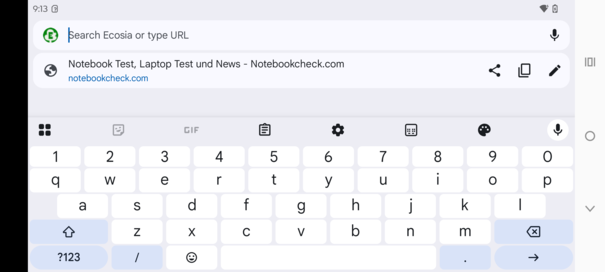 Toetsenbord in liggende modus