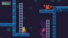 Een screenshot van 2D-platformgame BlockBlasters die van Steam werd verwijderd omdat er kwaadaardige code in zat die cryptowallets leeghaalde. (Afbeeldingsbron: Steam)