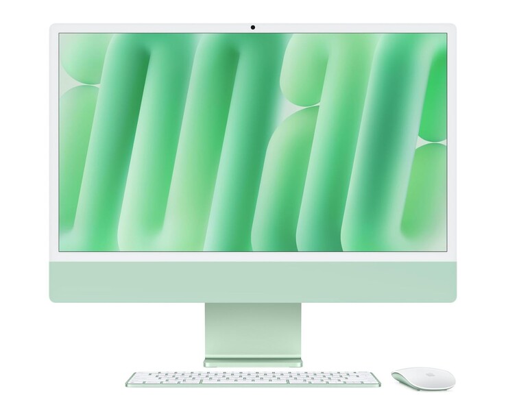 Apple 24-inch iMac getoond in groene kleur met bijpassend toetsenbord en muis (Afbeelding bron: Apple)