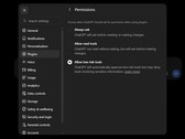 Screenshot van de ChatGPT-instellingen, plug-ins en machtigingen met de opties ‘Altijd vragen’, ‘Leesgereedschappen toestaan’ en ‘Gereedschappen met laag risico toestaan’