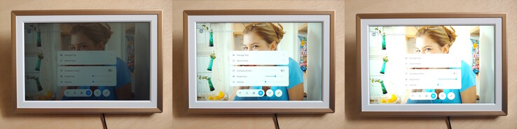 Helderheid bij 0%, 50% en 100% in de buurt van een schaduwrijk raam overdag. (ISO 100 f/1.6 1/30)