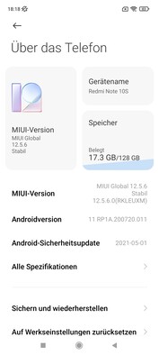 Software van de Xiaomi Redmi Note 10S