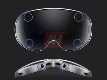 Render die de handvolgcamera's op de Galaxy XR headset toont. (Afbeeldingsbron: Android Headlines)