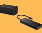 HP 65W GaN wandoplader en draagbare USB-C 4K HDMI hub naast elkaar getoond (Afbeeldingsbron: HP)
