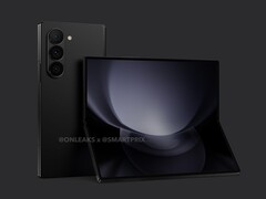 De Galaxy Z Fold van dit jaar krijgt een vierkanter ontwerp dan zijn voorganger, maar behoudt wel een 6,2-inch coverdisplay. (Afbeeldingsbron: @OnLeaks &amp;amp; SmartPrix)