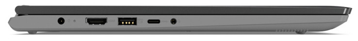 Links: voeding, status-LED voor opladen, HDMI, USB 3.0 Type-A, USB 3.1 Type-C, 3.5-mm-klink