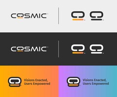 System76 presenteert het logo van zijn Cosmic Desktop in verschillende variaties (Afbeelding: System76).