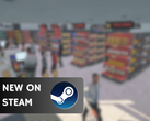 Supermarket Simulator is tot 26 juni verkrijgbaar voor $14,99. Afgebeeld - een screenshot van het spel met het Steam-logo en de tekst "New on Steam" eroverheen. (Afb. bron: Steam - Bewerkt)