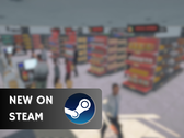 Supermarket Simulator is tot 26 juni verkrijgbaar voor $14,99. Afgebeeld - een screenshot van het spel met het Steam-logo en de tekst "New on Steam" eroverheen. (Afb. bron: Steam - Bewerkt)